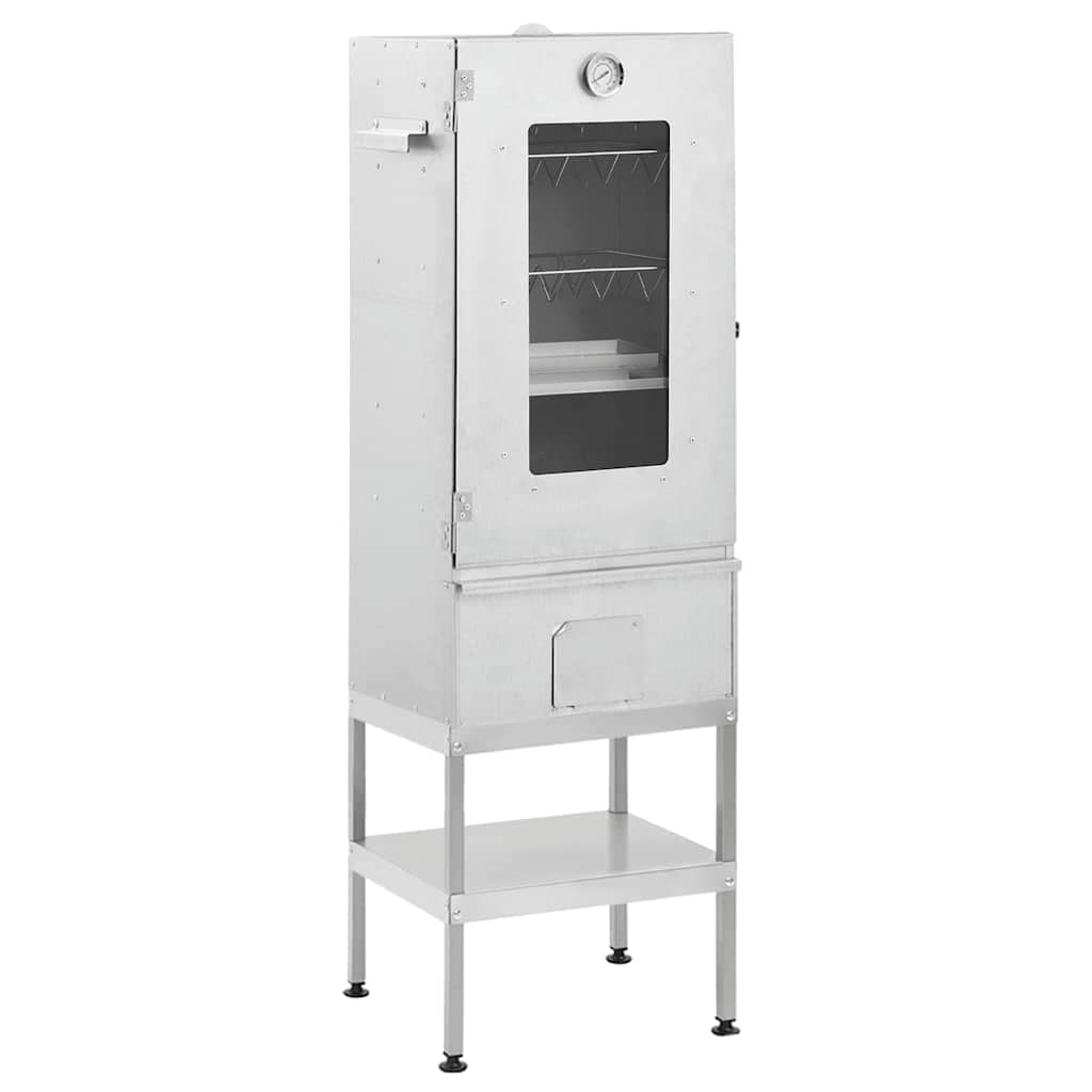 Räucherofen 83 cm mit Tisch Glas Räucherschrank Thermometer 3 Roste 12 Haken Smoker