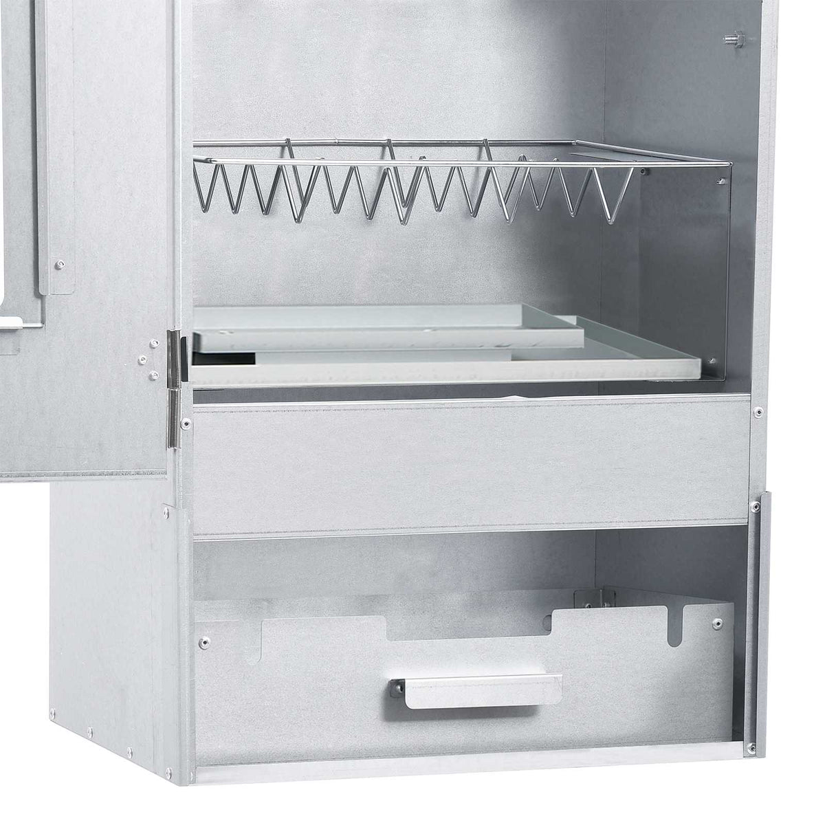 Räucherofen 83 cm mit Tisch Glas Räucherschrank Thermometer 3 Roste 12 Haken Smoker