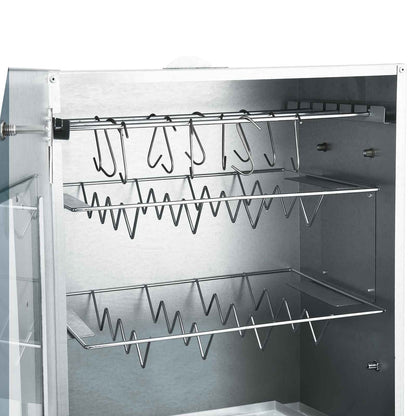 Räucherofen 83 cm mit Tisch Glas Räucherschrank Thermometer 3 Roste 12 Haken Smoker
