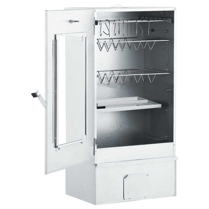 Räucherofen 83 cm mit Tisch Glas Räucherschrank Thermometer 3 Roste 12 Haken Smoker