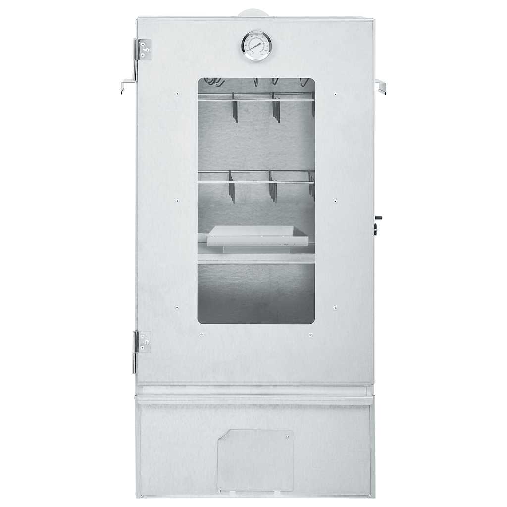 Räucherofen 83 cm mit Tisch Glas Räucherschrank Thermometer 3 Roste 12 Haken Smoker