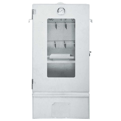 Räucherofen 83 cm mit Tisch Glas Räucherschrank Thermometer 3 Roste 12 Haken Smoker