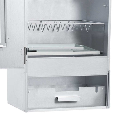 Räucherofen 83 cm mit Tisch Glas Räucherschrank Thermometer 3 Roste 12 Haken Smoker