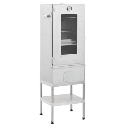 Räucherofen 83 cm mit Tisch Glas Räucherschrank Thermometer 3 Roste 12 Haken Smoker
