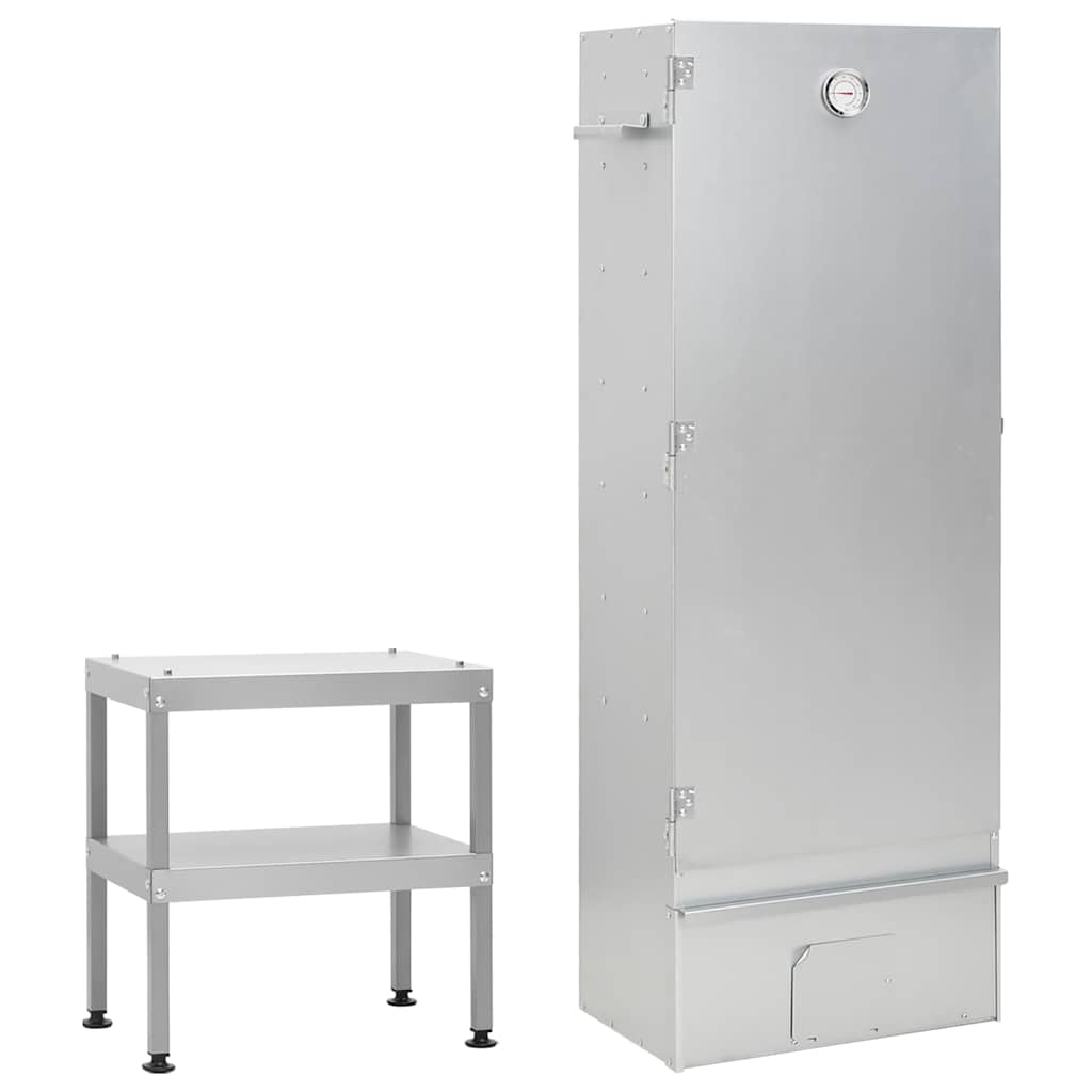 Räucherofen 110 cm mit Tisch Räucherschrank Thermometer 3 Roste 12 Haken Smoker