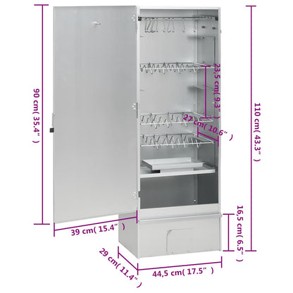 Räucherofen 110 cm mit Tisch Räucherschrank Thermometer 3 Roste 12 Haken Smoker