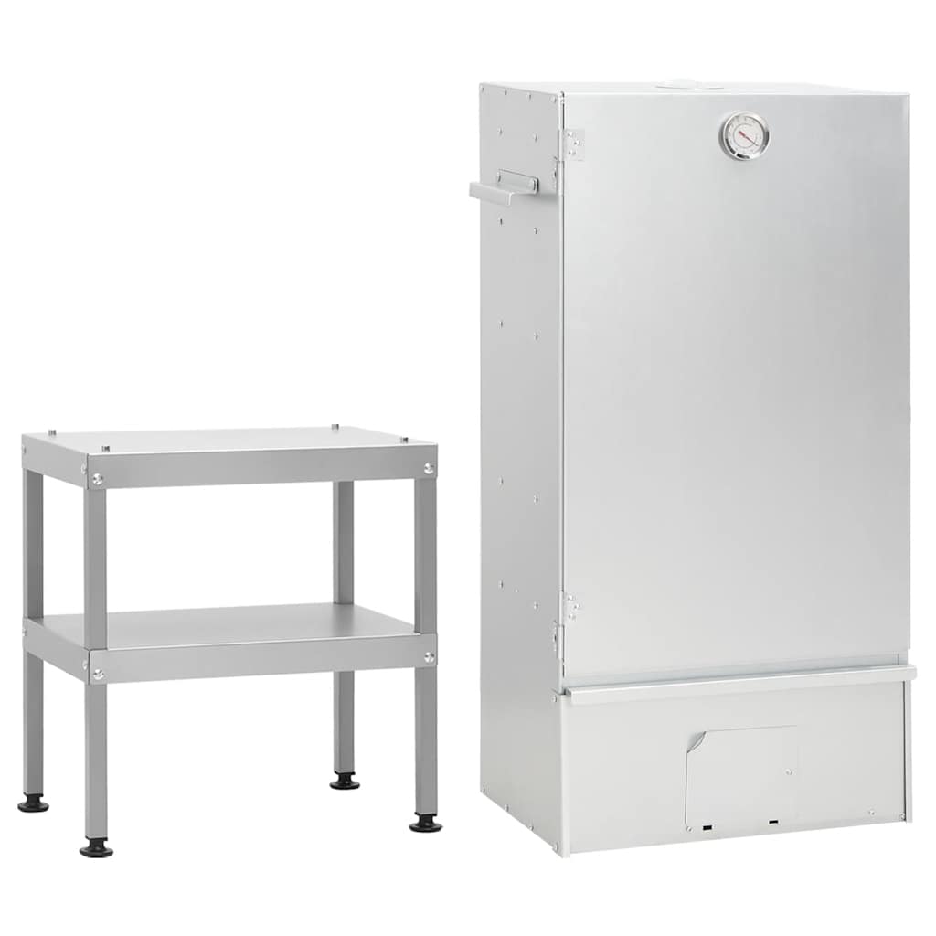 Räucherofen 83 cm mit Tisch Räucherschrank Thermometer 2 Roste 12 Haken Smoker