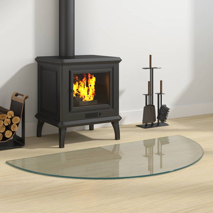 Glasbodenplatte Kamin Ofen 100x50 cm Funkenschutzplatte Glas transparent 250 kg