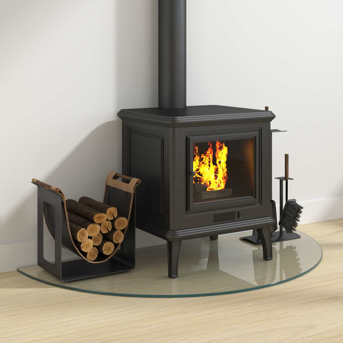 Glasbodenplatte Kamin Ofen 100x50 cm Funkenschutzplatte Glas transparent 250 kg