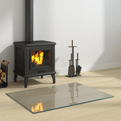 Glasbodenplatte Kamin Ofen 80x60 cm Funkenschutzplatte Glas transparent 250 kg