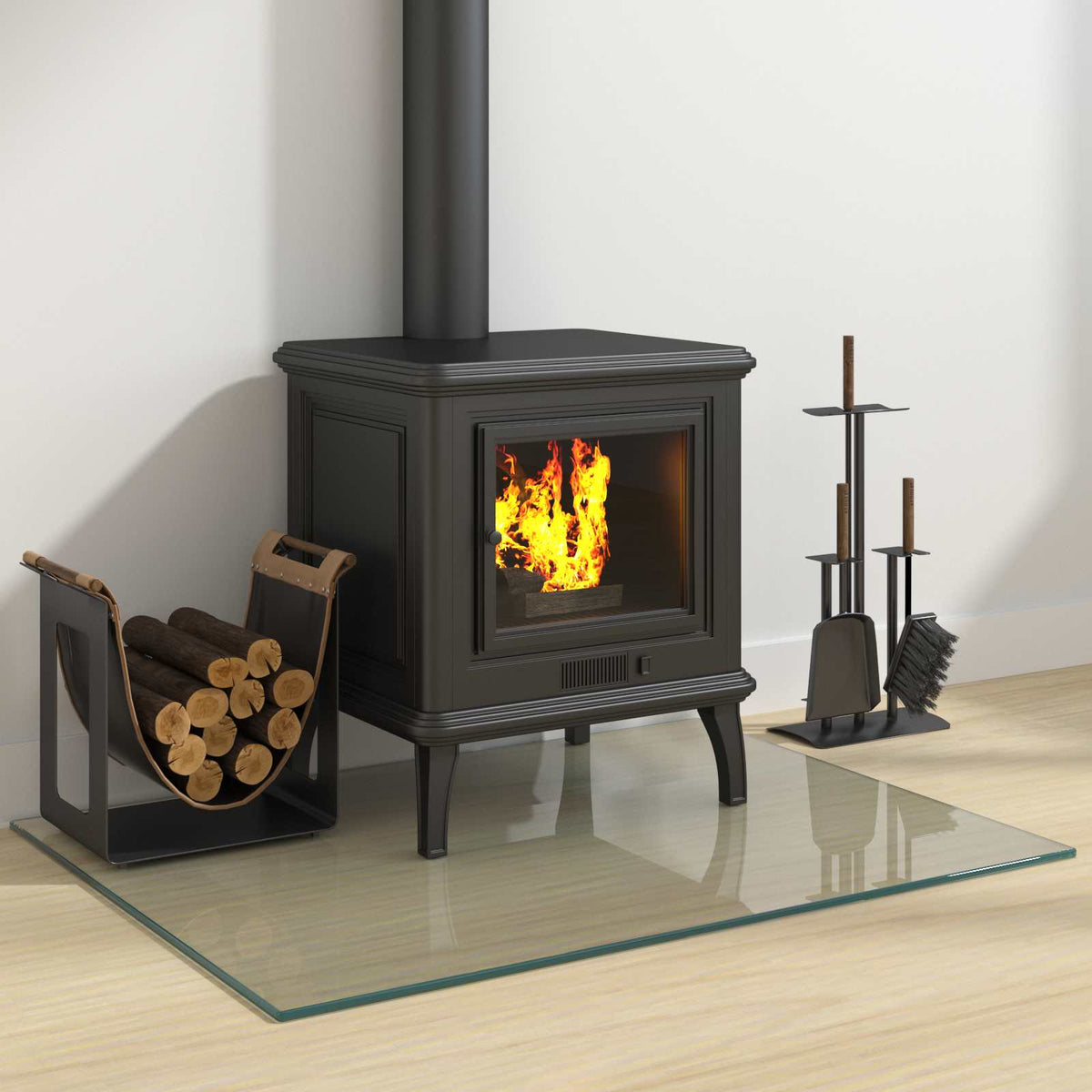 Glasbodenplatte Kamin Ofen 80x60 cm Funkenschutzplatte Glas transparent 250 kg