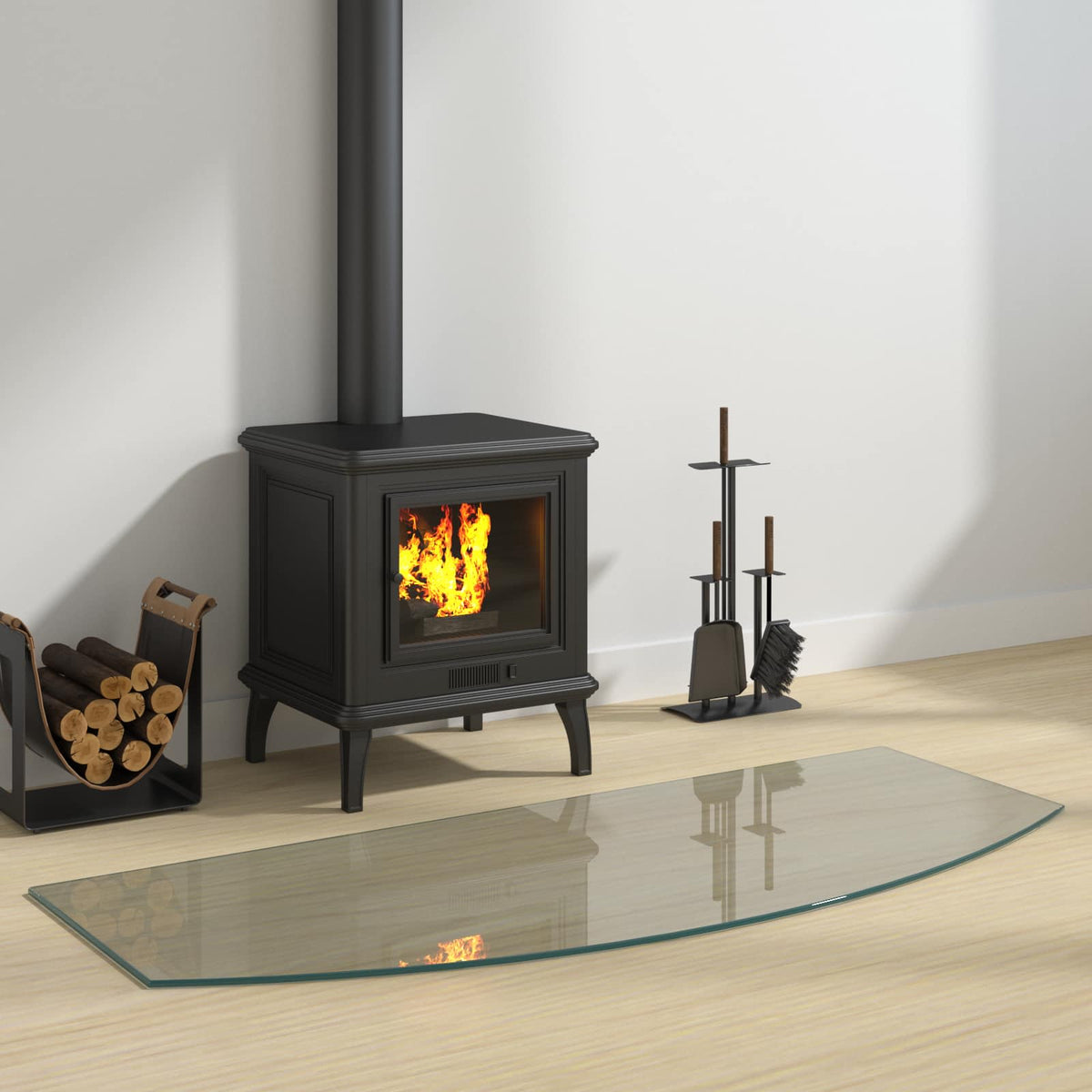Glasbodenplatte Kamin Ofen 120x50 cm Funkenschutzplatte Glas transparent 250 kg