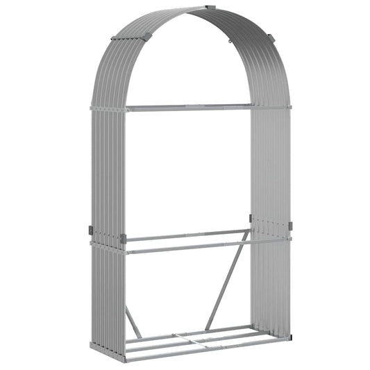 Brennholzunterstand Grau 120x45x210 cm Verzinkter Stahl Holzlager außen