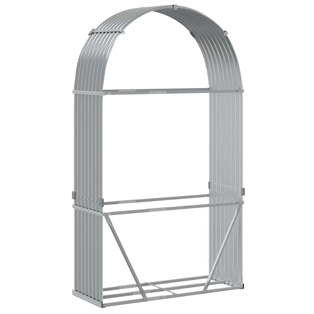 Firewood shelter, grey, 120x45x210 cm, galvanized steel, outdoor wood storage