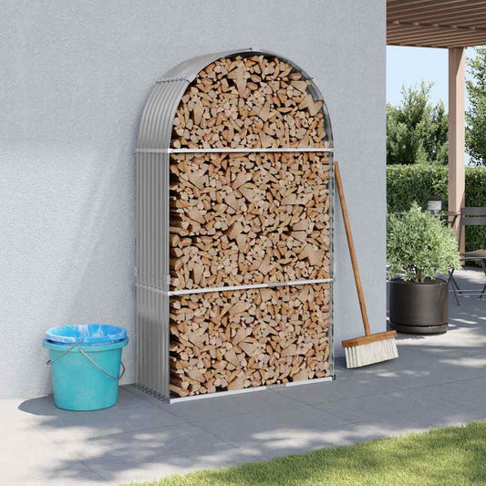Brennholzunterstand Grau 120x45x210 cm Verzinkter Stahl Holzlager außen