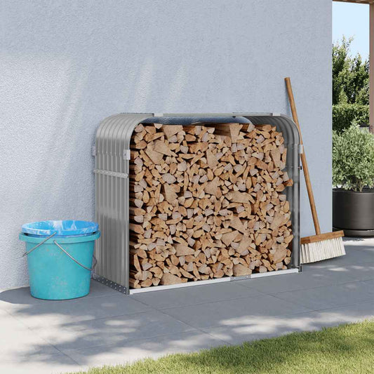 Brennholzunterstand Grau 120x45x100 cm Verzinkter Stahl Holzlager außen