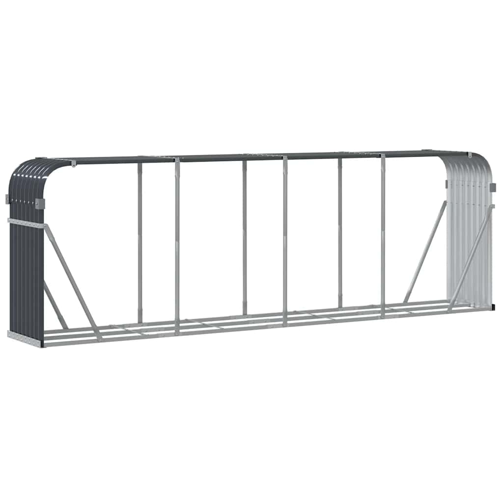 vidaXL Firewood Shelter Anthracite 300x45x100 cm Galvanized Steel