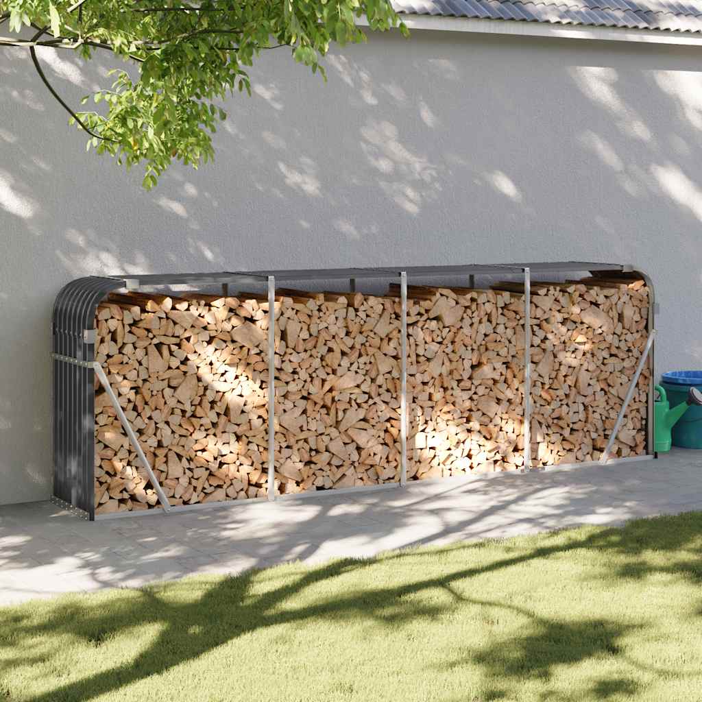 vidaXL Firewood Shelter Anthracite 300x45x100 cm Galvanized Steel