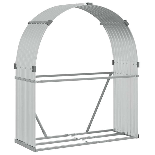 Brennholzunterstand Silber 120x45x140 cm Verzinkter Stahl Holzlager außen
