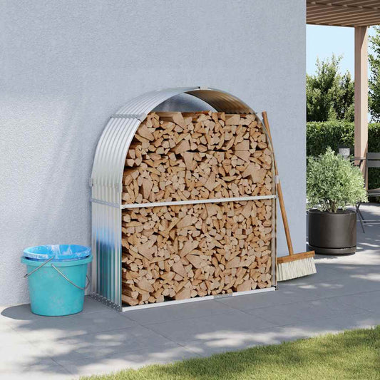 Brennholzunterstand Silber 120x45x140 cm Verzinkter Stahl Holzlager außen