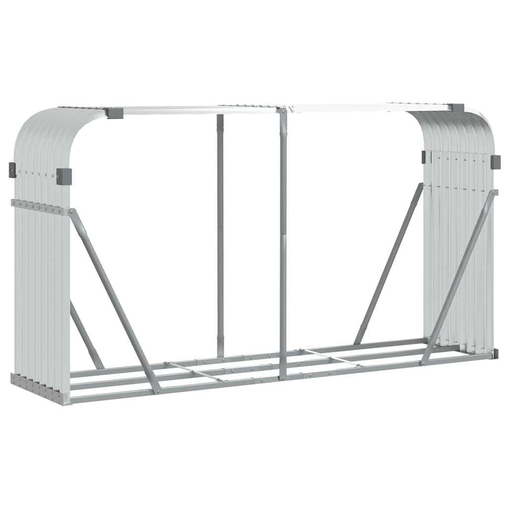 vidaXL Firewood Shelter Silver 180x45x100 cm Galvanized Steel