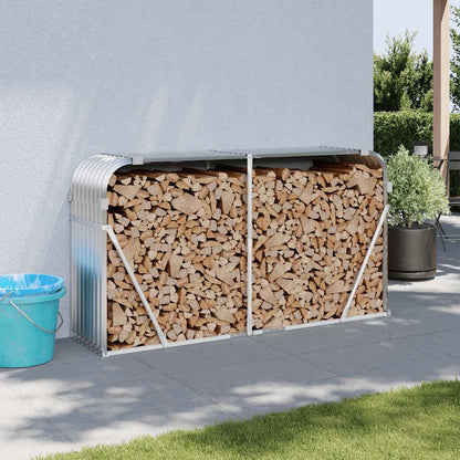 vidaXL Firewood Shelter Silver 180x45x100 cm Galvanized Steel