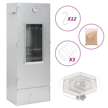 Räucherofen 110 cm Räucherschrank Glasfenster Kaltrauchgenerator Thermometer Smoker