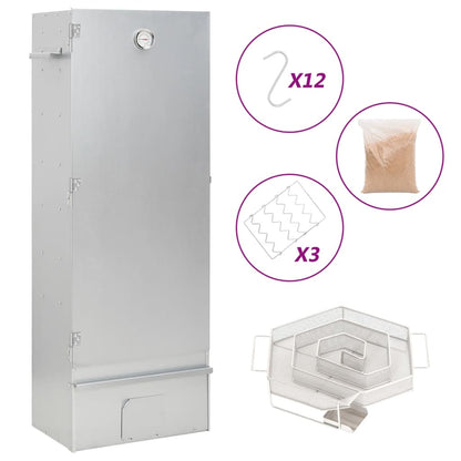 Räucherofen 110 cm Räucherschrank Kaltrauchgenerator Thermometer 3 Roste Smoker