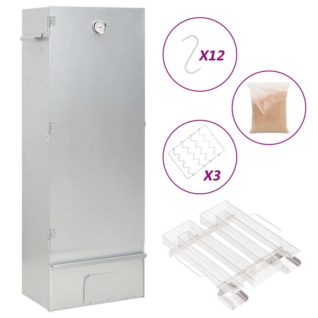 Räucherofen 110 cm Räucherschrank Kaltrauchgenerator M-Form Thermometer 3 Roste