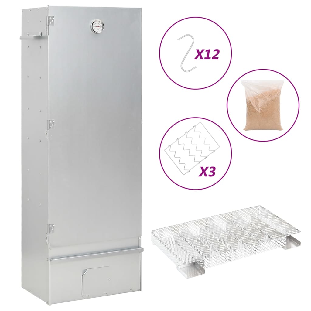 Räucherofen 110 cm Räucherschrank Smoker Kaltrauchgenerator Thermometer 3 Roste