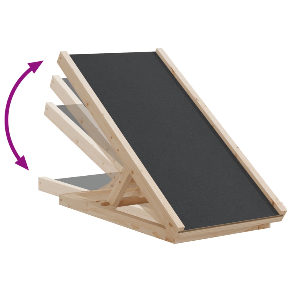 Hunderampe Grau 70x35 cm Massivholz Tanne verstellbare Rampe Einstiegshilfe