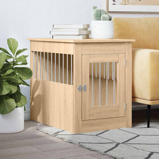 Hundekäfig im Möbelstil Sonoma-Eiche 55x80x68 cm Holzwerkstoff Hundebox