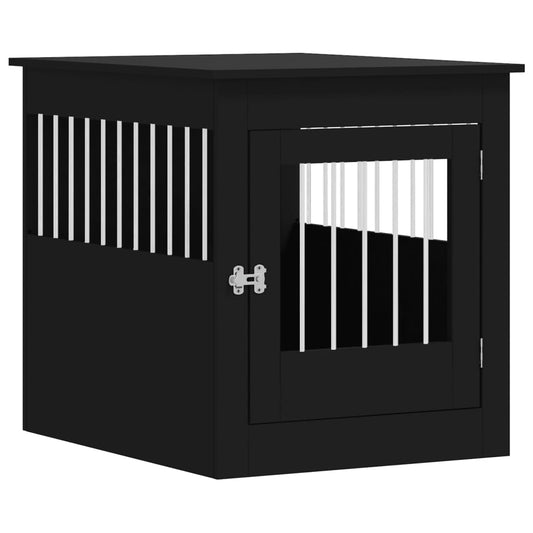 Hundekäfig im Möbelstil Schwarz 64,5x80x71 cm Holzwerkstoff Stahl Hundebox