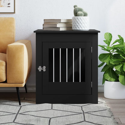 vidaXL Dog Cage in Furniture Style Black 64.5x80x71 cm Wood-based Material