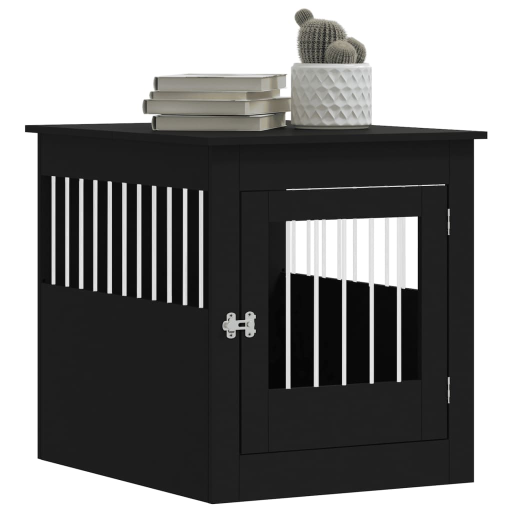 vidaXL Dog Cage in Furniture Style Black 64.5x80x71 cm Wood-based Material