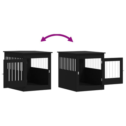 vidaXL Dog Cage in Furniture Style Black 64.5x80x71 cm Wood-based Material