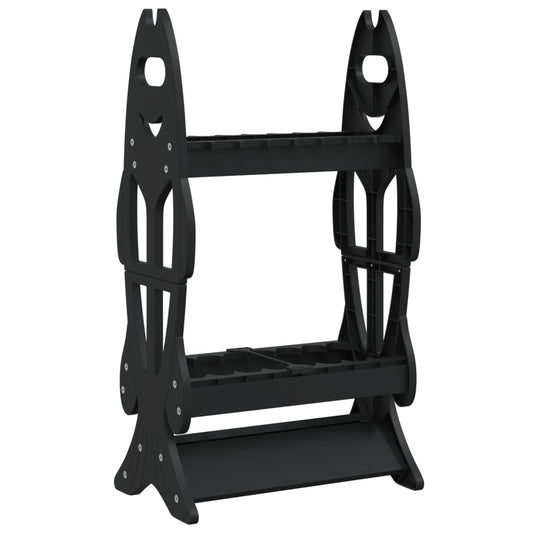 Rod stand for 16 fishing rods, black, 44x27x80 cm, fish motif
