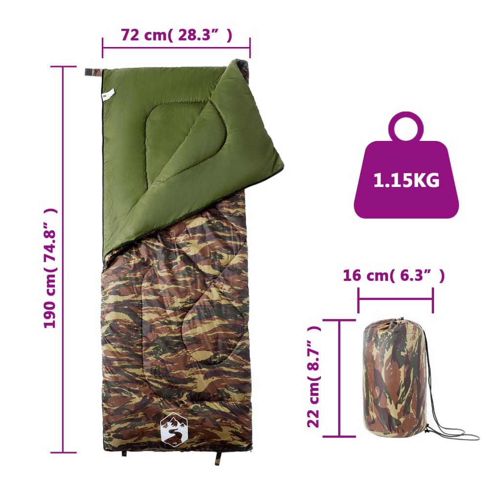 Schlafsack Erwachsene Flecktarn Camping 3 Jahreszeiten Camouflage