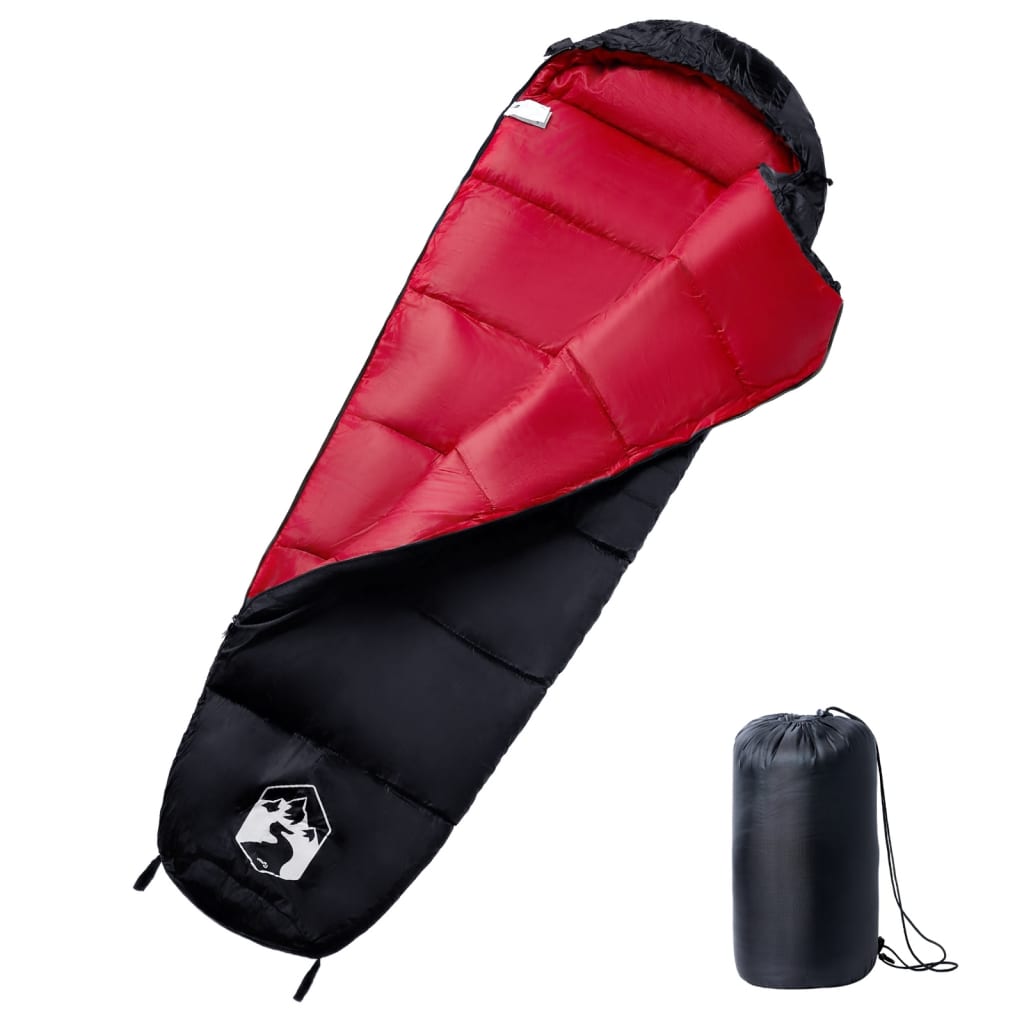 Mumienschlafsack Erwachsene Schwarz Rot Camping 3 Jahreszeiten