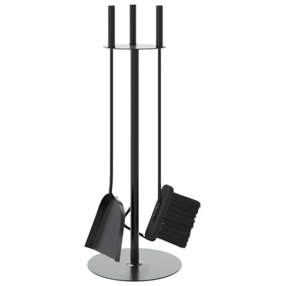 Kaminbesteck 4-teilig Kaminset Schürhaken Besen Schaufel Ständer Stahl Schwarz