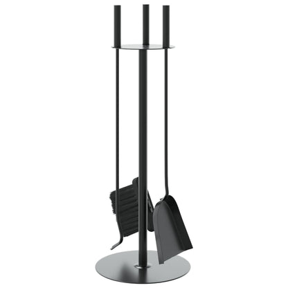 Kaminbesteck 4-teilig Kaminset Schürhaken Besen Schaufel Ständer Stahl Schwarz