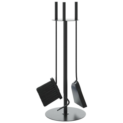 Kaminbesteck 4-teilig Kaminset Schürhaken Besen Schaufel Ständer Stahl Schwarz