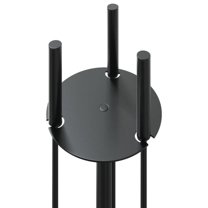 Kaminbesteck 4-teilig Kaminset Schürhaken Besen Schaufel Ständer Stahl Schwarz