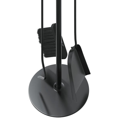 Kaminbesteck 4-teilig Kaminset Schürhaken Besen Schaufel Ständer Stahl Schwarz