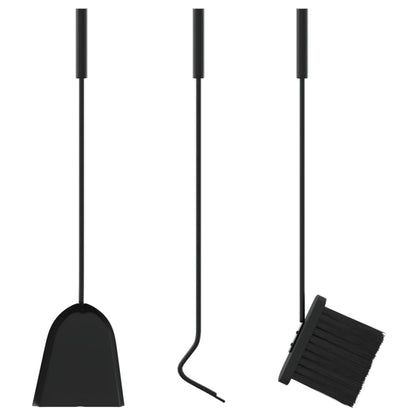 Kaminbesteck 4-teilig Kaminset Schürhaken Besen Schaufel Ständer Stahl Schwarz