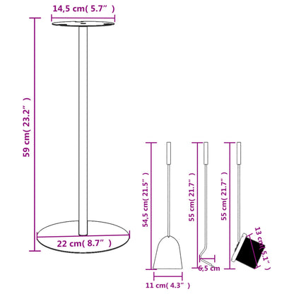 Kaminbesteck 4-teilig Kaminset Schürhaken Besen Schaufel Ständer Stahl Schwarz