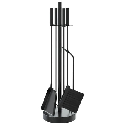 5-piece fireplace tool set, 18x66 cm, steel, black, fireplace tools, fireplace set