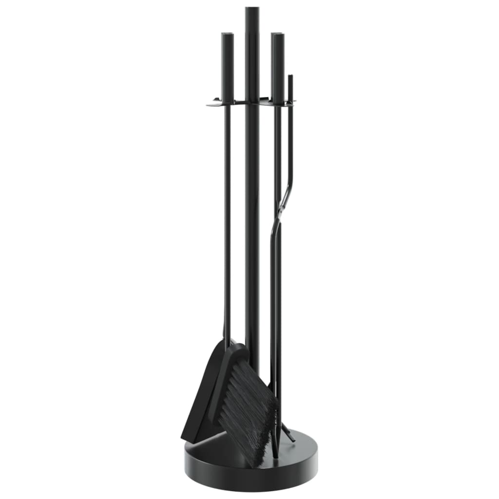 5-piece fireplace tool set, 18x66 cm, steel, black, fireplace tools, fireplace set