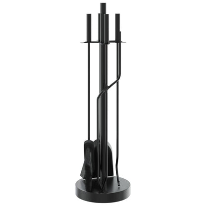 5-piece fireplace tool set, 18x66 cm, steel, black, fireplace tools, fireplace set