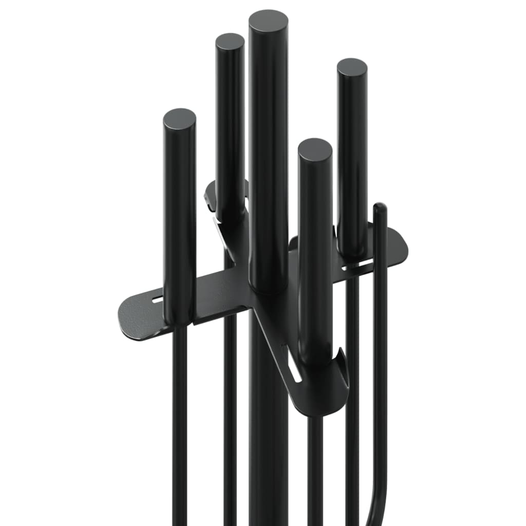 5-piece fireplace tool set, 18x66 cm, steel, black, fireplace tools, fireplace set